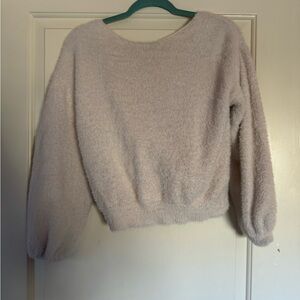 Forever 21 Soft Off White Twist Open Back Sweater